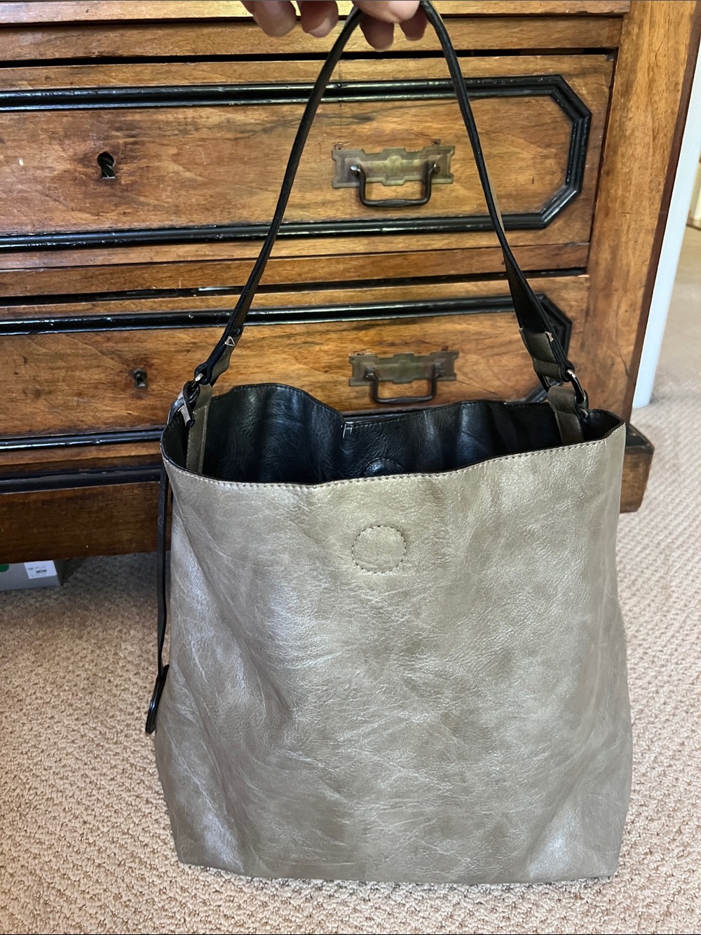 Sydney Love Vegan Leather Metallic Silver Shoulder Bag